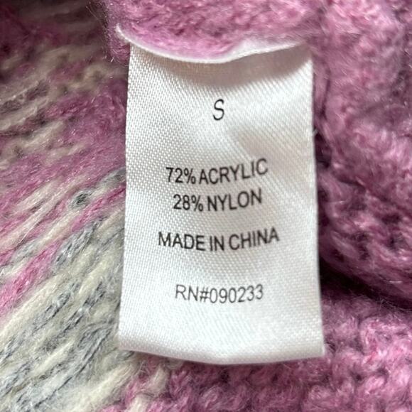 Lottie Moss Womens Pink Purple Southwest Fair Isle Crop Pullover Sweater Size S - Picture 8 of 8